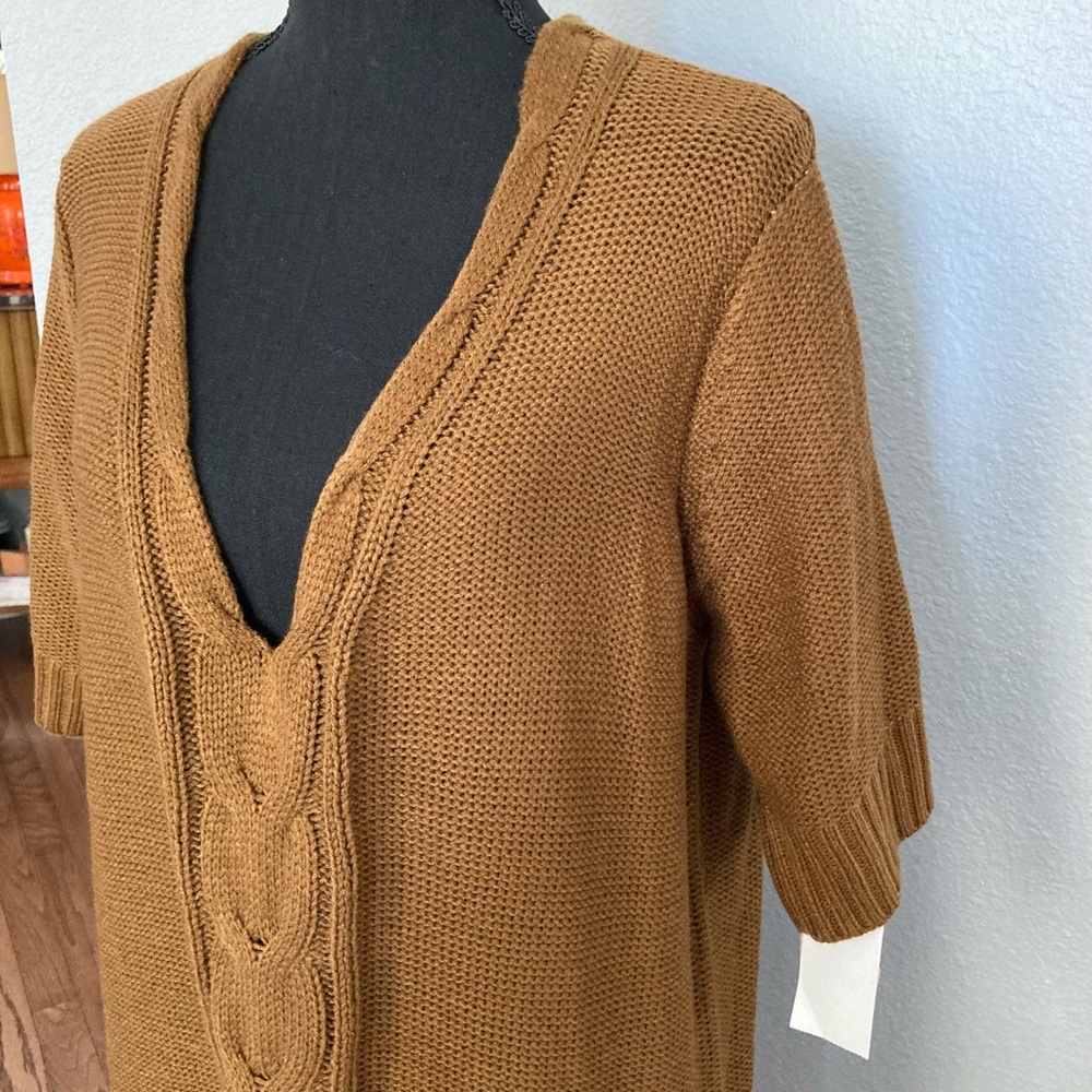 NWT Merona brown short sleeve V-neck sweater XXL